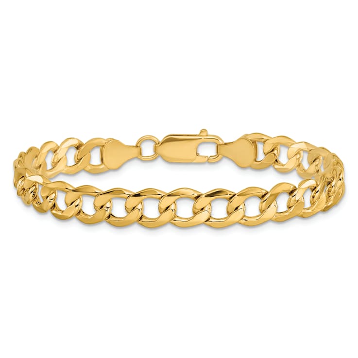 14k Yellow Gold 7mm Curb Link Bracelet, 9 Inches