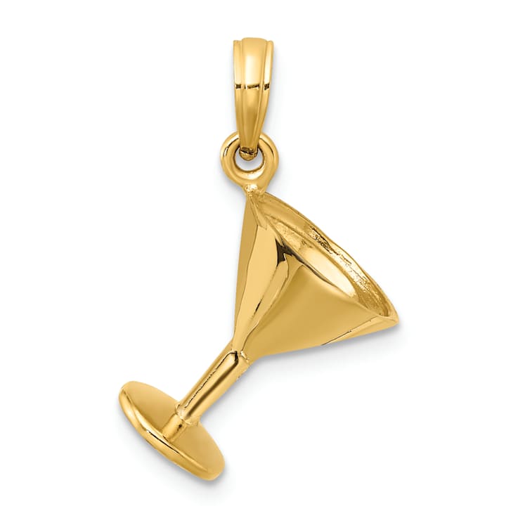 14k Yellow Gold 3D Polished Martini Glass Charm