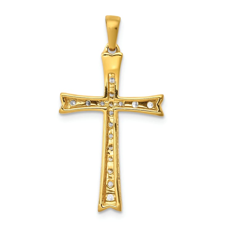 14K Two-tone Gold Diamond Cross Pendant