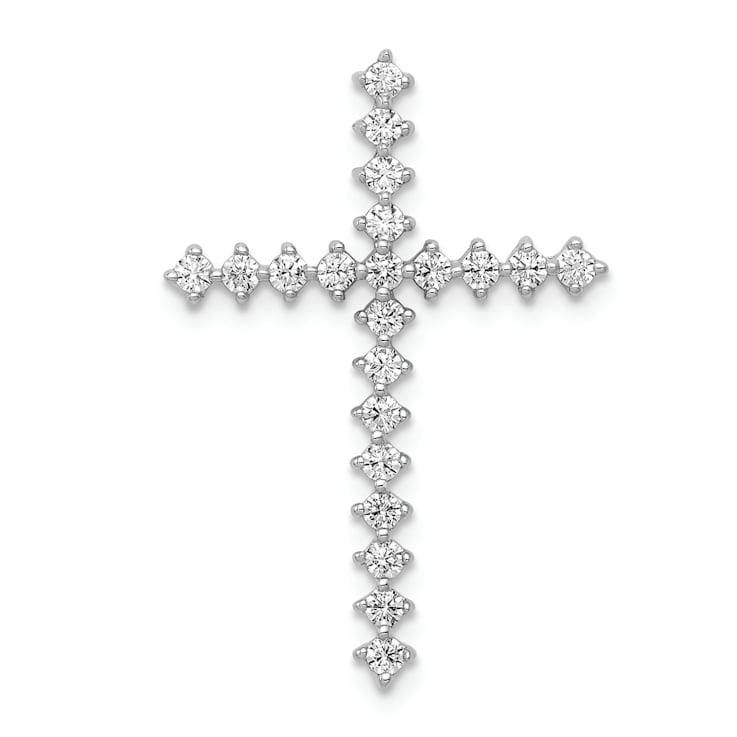 Rhodium Over 14k White Gold Diamond Cross Chain Slide