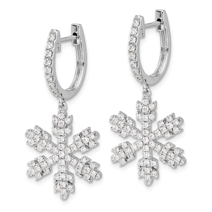 14K White Gold Diamond Snowflake Earrings