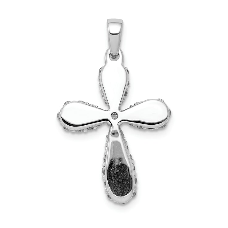 Rhodium Over 14k White Gold Diamond Cross Pendant