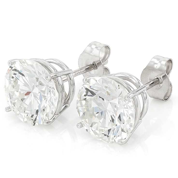 Timeless Lab-Grown Diamond Solitaire Stud Earrings 4ctw In 14K White Gold