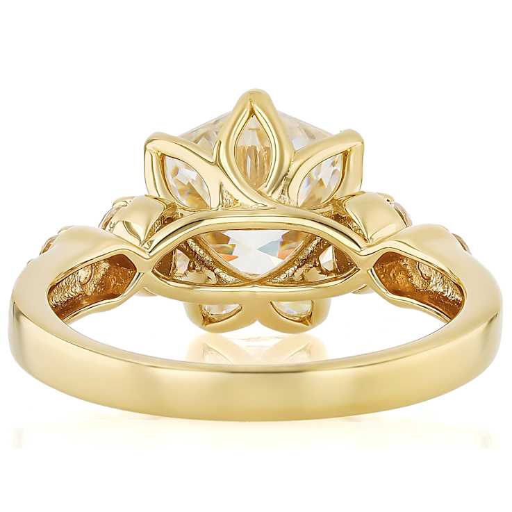 Diamond Simulant Heptagon Ring In 18K Gold Over Sterling Silver 5.44ctw