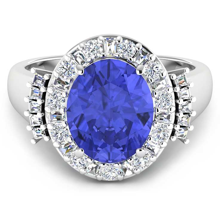 4.26ctw Violet Tanzanite and Diamond 14K White Gold Halo Ring