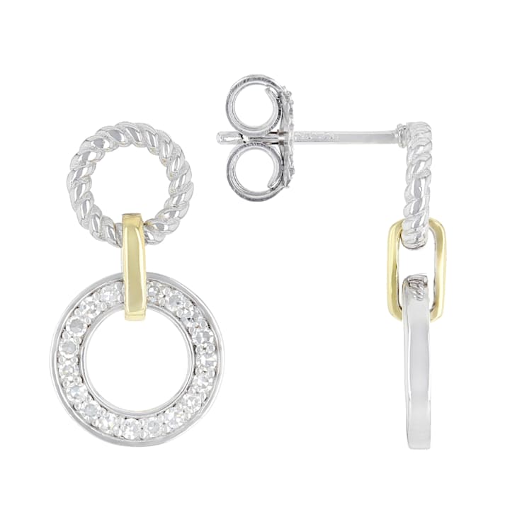 Refined Lab-Grown Diamond Rope-Motif Earrings 0.33ctw In Two-Tone Gold