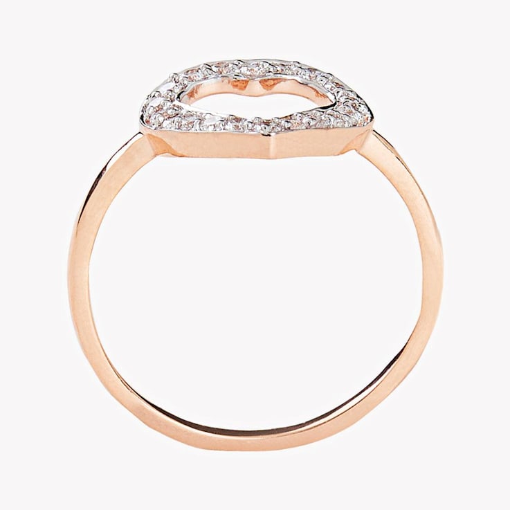 Lab Grown Diamond 10K Rose Gold Open Design Heart Shape Ring, 0.22ctw