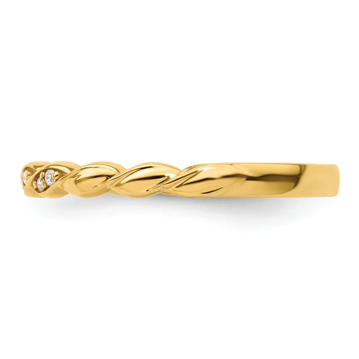 14K Yellow Gold Stackable Expressions Diamond Twist Ring 0.04ctw