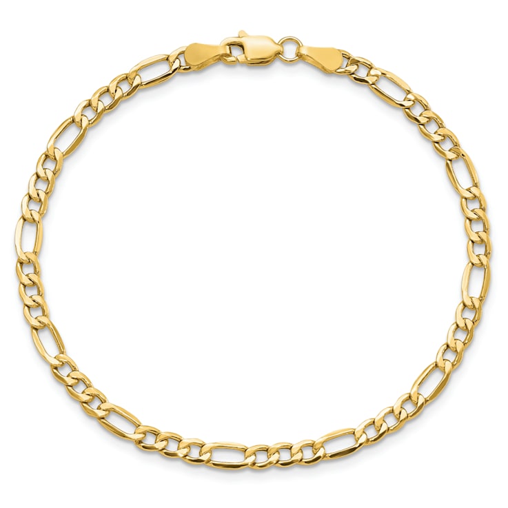 14k Yellow Gold 3.5mm Figaro Link Bracelet, 8 Inches