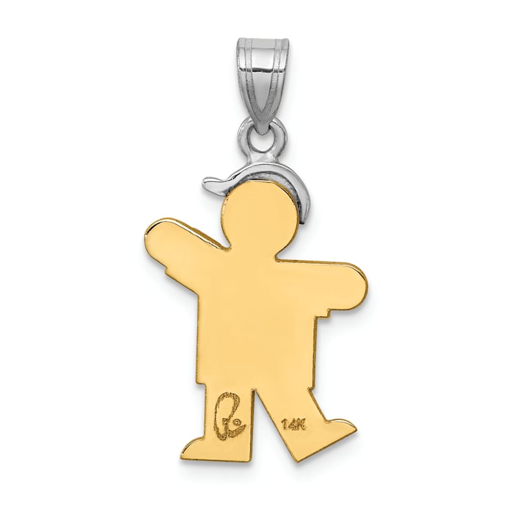 14k Yellow Gold and 14k White Gold Diamond Kid Pendant