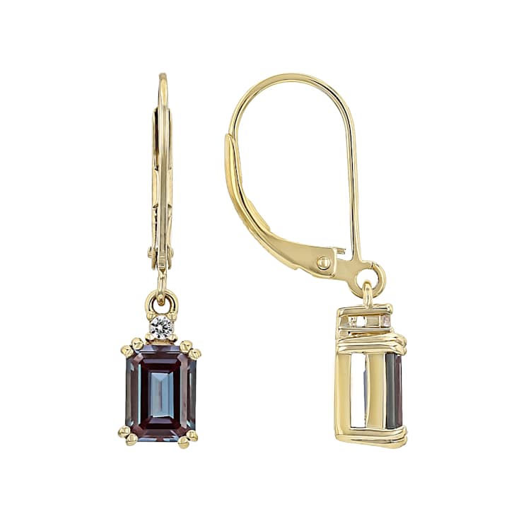 Lab-Created Alexandrite Dangle Earrings In 18K Gold Over Sterling Silver 1.16ctw