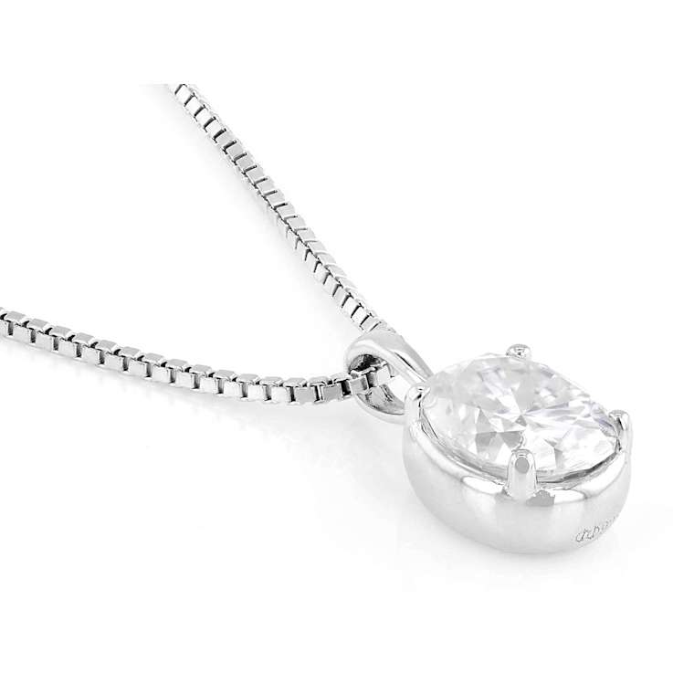 Moissanite Oval Solitaire Pendant In Platinum-Enhanced Sterling Silver
2.10ctw Diamond Equivalent Weight