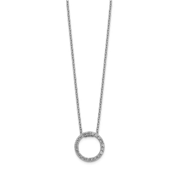 Rhodium Over 10k White Gold 0.25 ctw Diamond Circle Pendant with 18 inch
Cable Chain