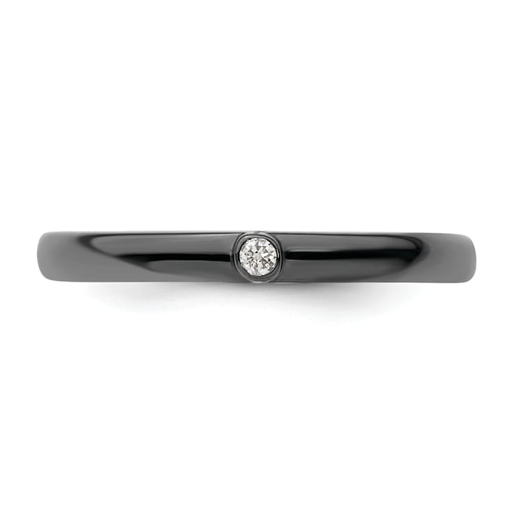 Sterling Silver Stackable Expressions Polished Half White and Black
Diamond Ring 0.044ctw