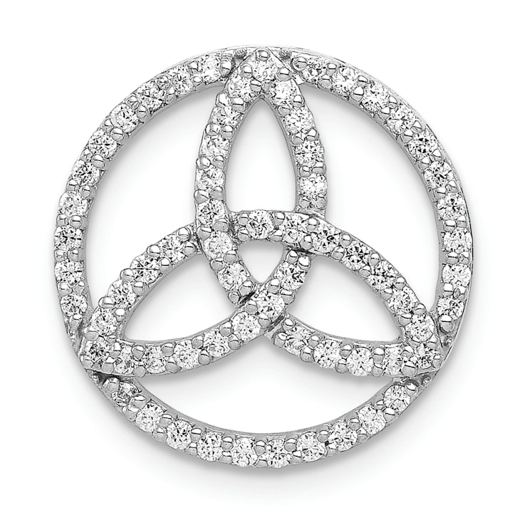 Rhodium Over 14k White Gold Diamond Celtic Circle Chain Slide