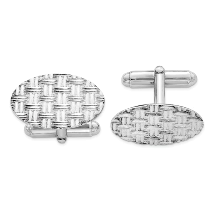 Sterling Silver Rhodium-plated Cuff Links