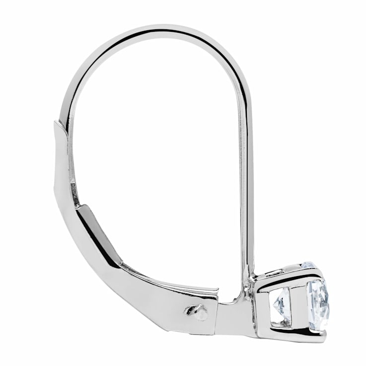 White Cubic Zirconia 14k White Gold Earrings With Velvet Gift Box 0.50ctw