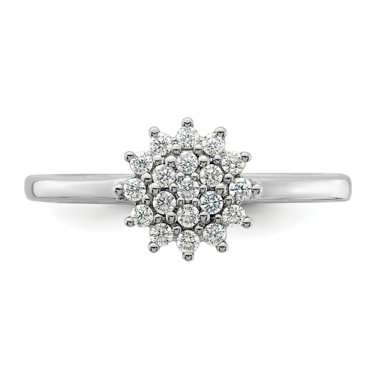 Rhodium Over 14K White Gold Lab Grown Diamond SI1/SI2, G H I, Cluster Ring