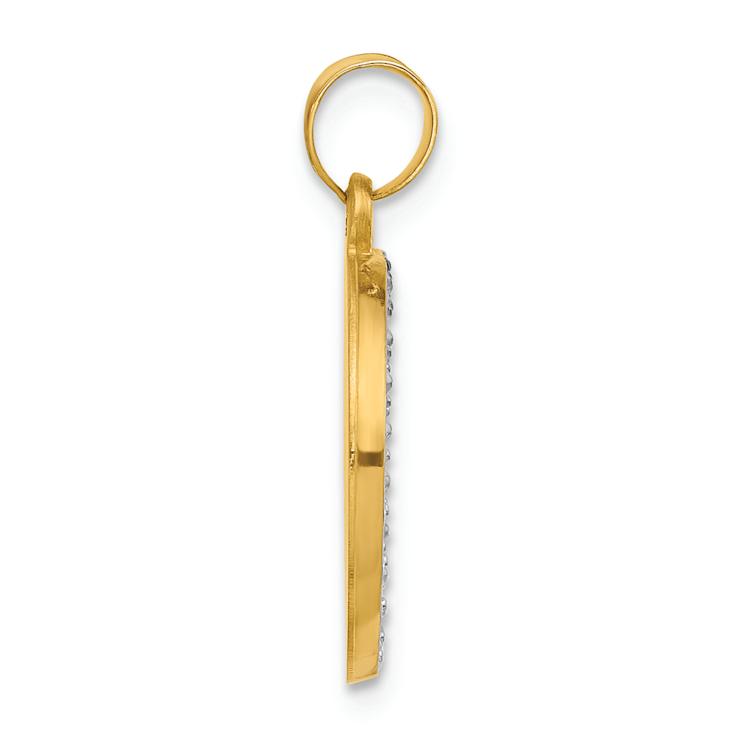 14K Two-tone Gold Satin Our Guardian Angel Medal Pendant