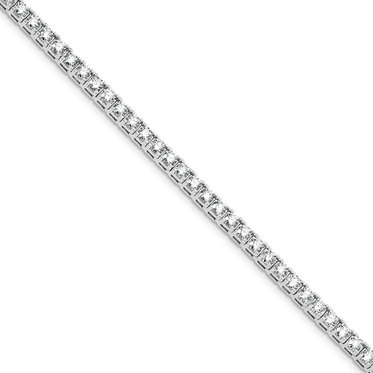 Rhodium Over 14K White Gold 7.00 ct. Colorless Moissanite 4 Prong Tennis Bracelet