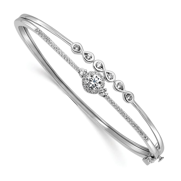 Rhodium Over 14K White Gold Lab Grown Diamond Swirl Bangle 0.992ctw