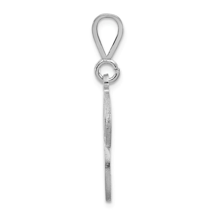 Rhodium Over 14k White Gold Solid Polished Script Filigree Textured
Letter P Initial Pendant