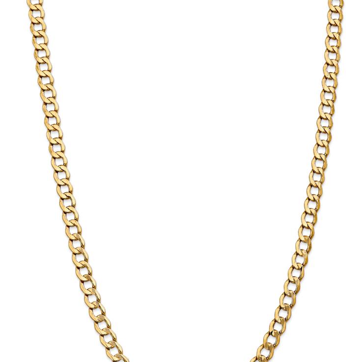 14k Yellow Gold 7mm Curb Link 22 Inch Chain