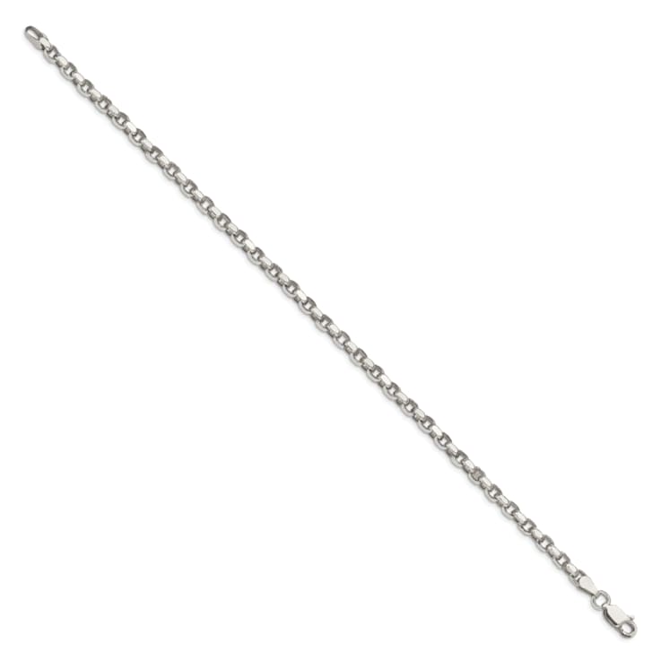 Sterling Silver 3.5mm Diamond-cut Rolo Chain Bracelet