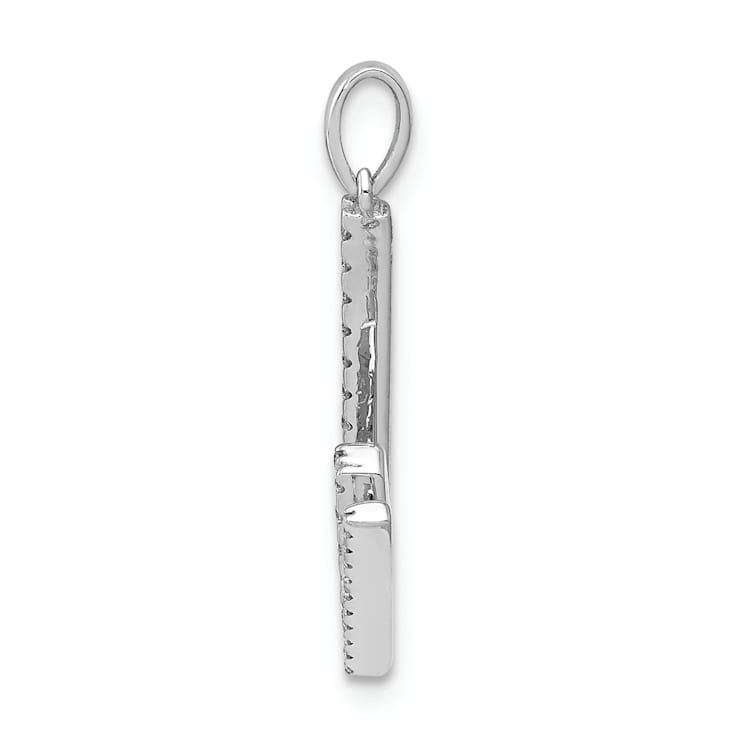 Rhodium Over 14K White Gold Diamond Letter W Initial Pendant