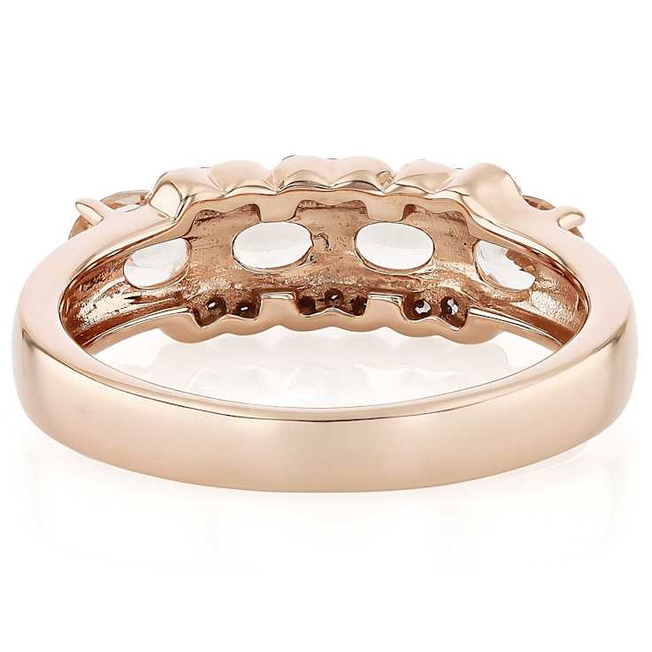 Morganite Oval And White Zircon Ring In 18K Rose Gold Over Sterling
Silver 1.14ctw