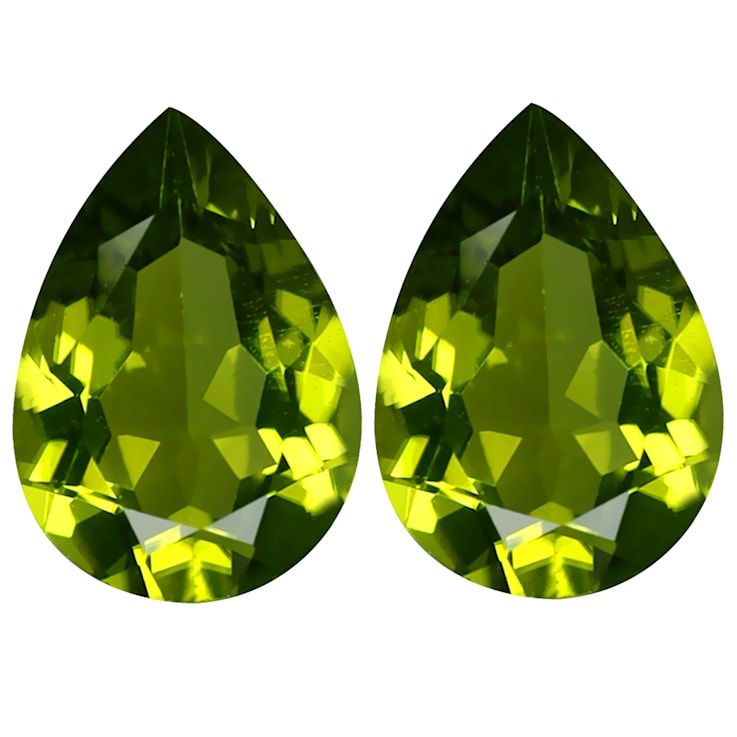 Peridot 9.87x7.01mm Pear Shape Matched Pair 4.09ctw