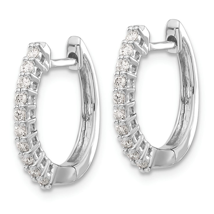 Rhodium Over 14K White Gold Lab Grown Diamond SI1/SI2, G H I, Hinged
Hoop Earrings