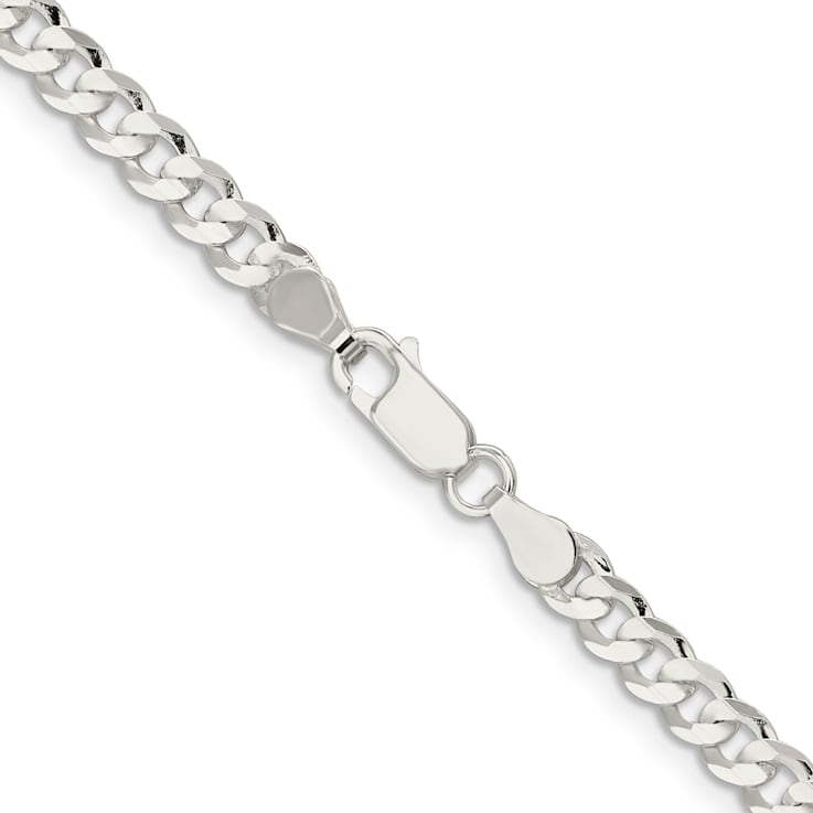 Sterling Silver 4.5mm Concave Beveled Curb Chain Bracelet