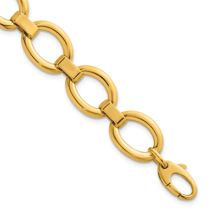 14K Yellow Gold Polished Oval Link 7.5 inch Bracelet