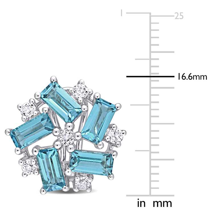 5.13ctw London Blue Topaz and White Topaz Earrings with Omega Clip
Closure in Sterling Silver