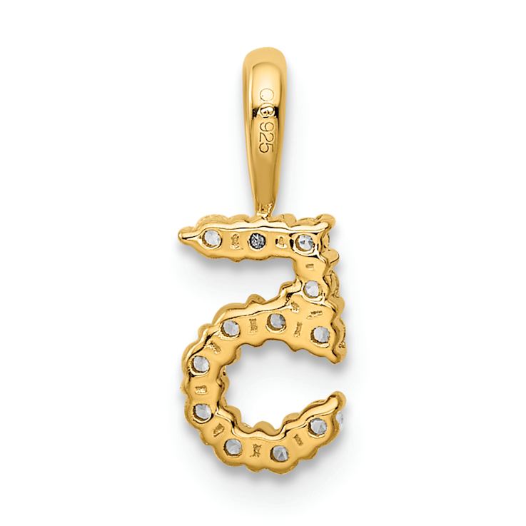 14k Yellow Gold Diamond Number 5 Pendant