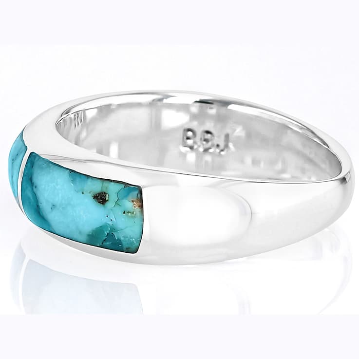 Turquoise Three-Stone Inlay Ring In Sterling Silver