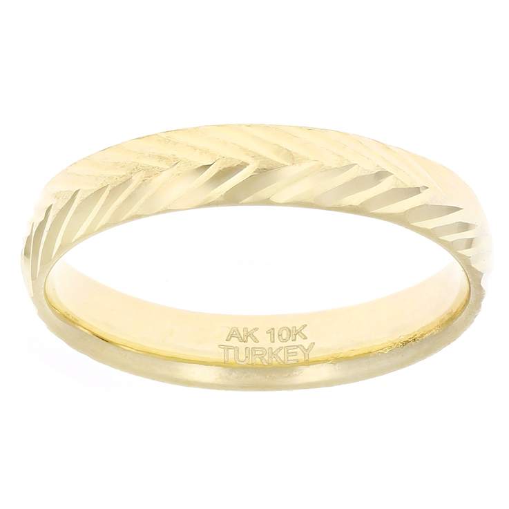 Chevron Diamond Cut Band Ring In 10K Yellow Gold