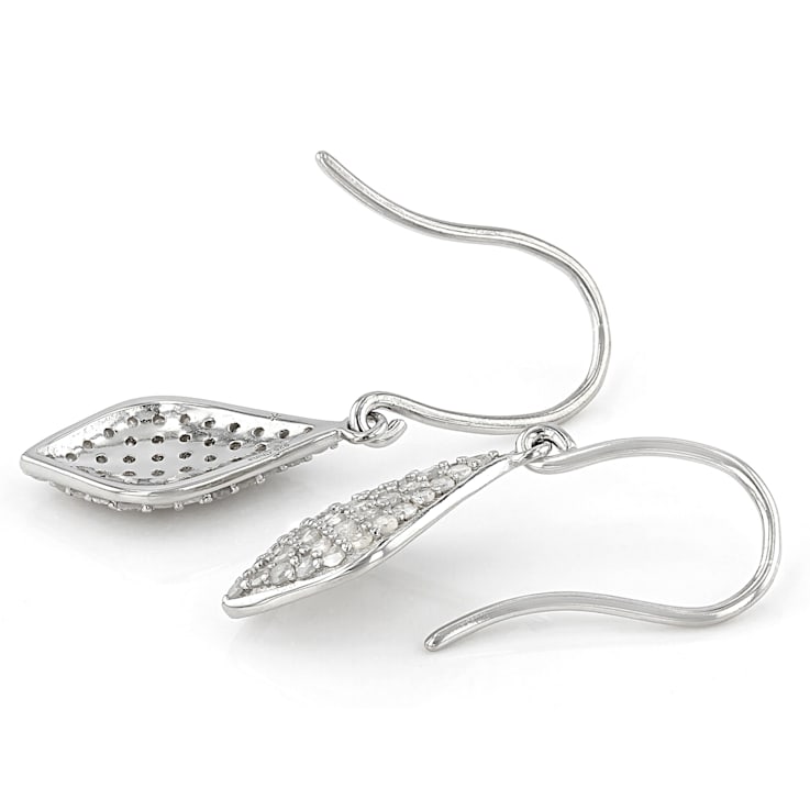 White Diamond Rhodium Over Sterling Silver Dangle Earrings 0.88ctw