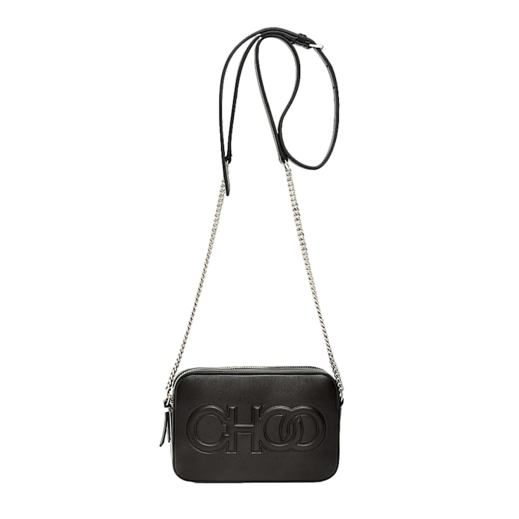 Jimmy Choo Balti Embossed Black Leather Camera Crossbody Bag 1BGVJA