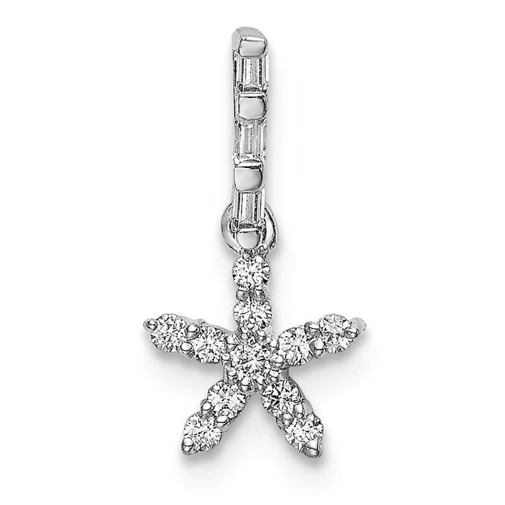 Rhodium Over 14k White Gold Diamond Star Pendant