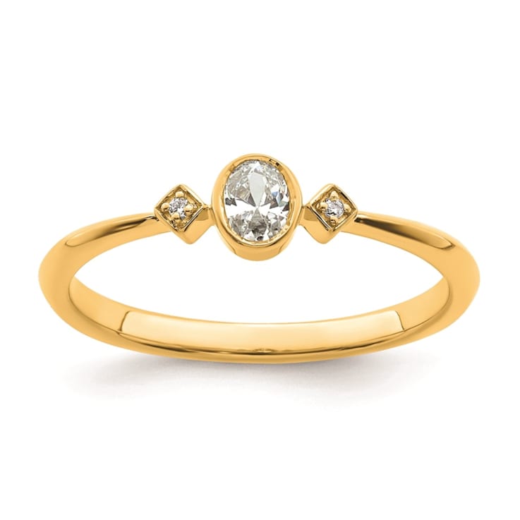 14K Yellow Gold Petite Oval Diamond Ring 0.16ctw