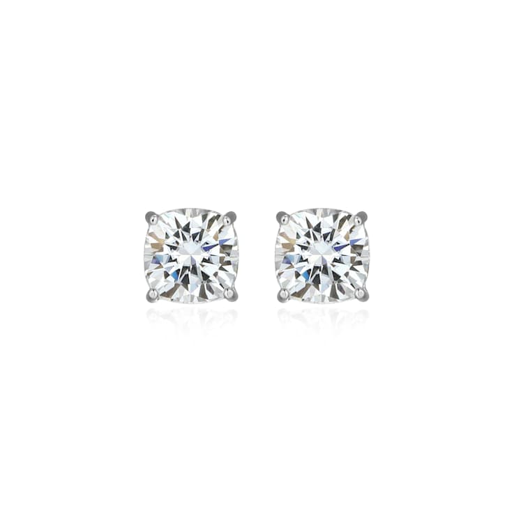 Square Cushion Cut Moissanite Platineve Stud Earrings 2.20ctw DEW
