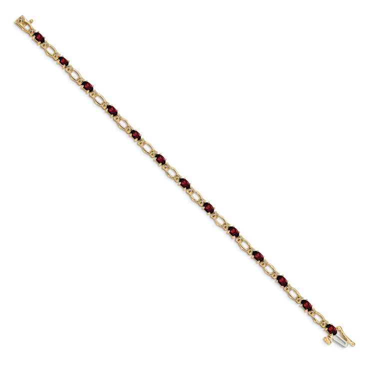 14k Yellow Gold and 14k White Gold Diamond and Garnet Bracelet