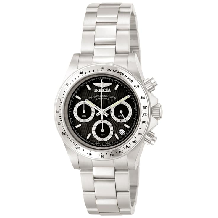 Invicta Speedway Men's 39.5mm Black Dial Stainless Steel Band Quartz Watch