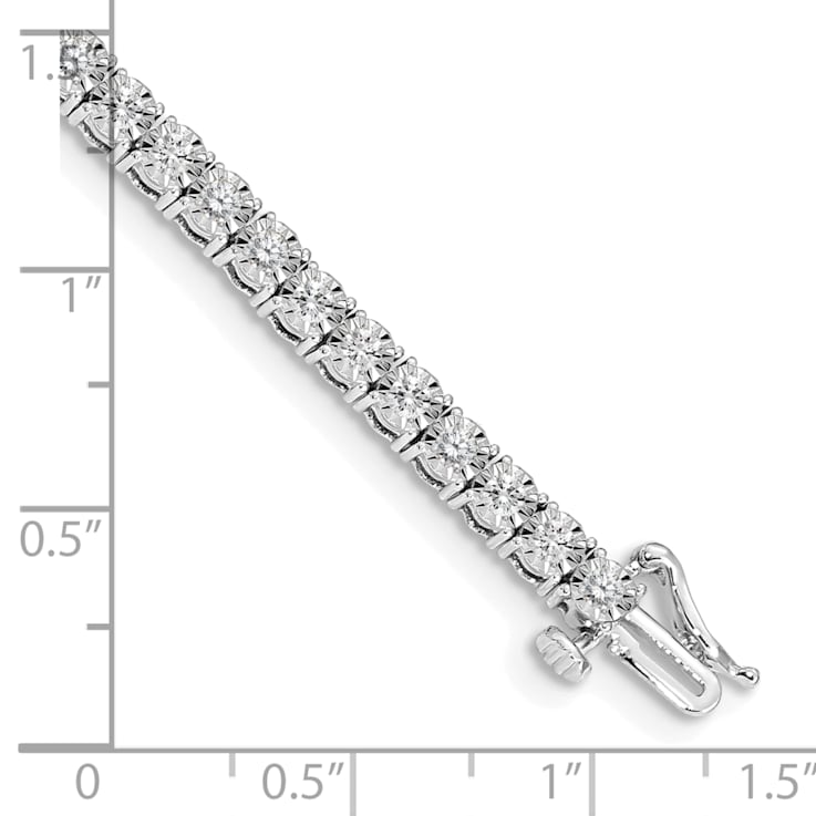 14K White Gold Lab Grown Diamond Illusion Setting Bracelet