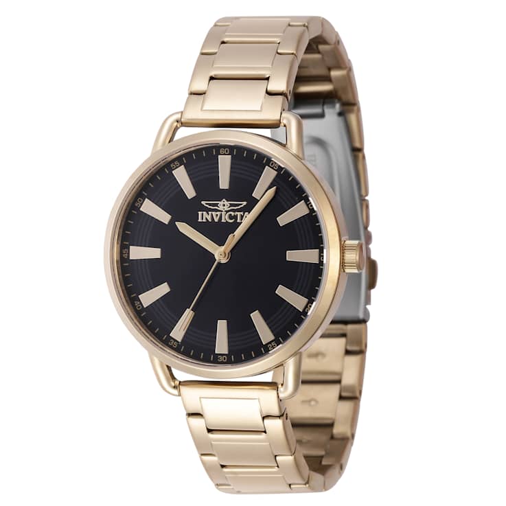 Invicta Wildflower 38mm Black Dial Yellow Stainless Steel Quartz Watch