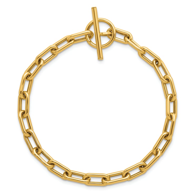 14K Yellow Gold Paperclip Link 7.5 Inch Toggle Bracelet