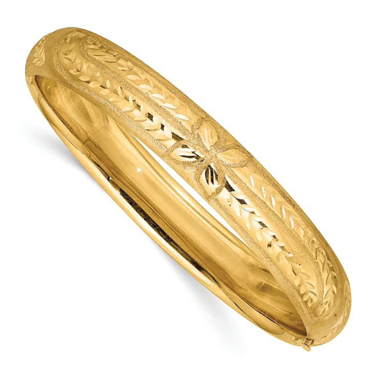 14K Yellow Gold 7/16 Florentine Hinged Bangle Bracelet