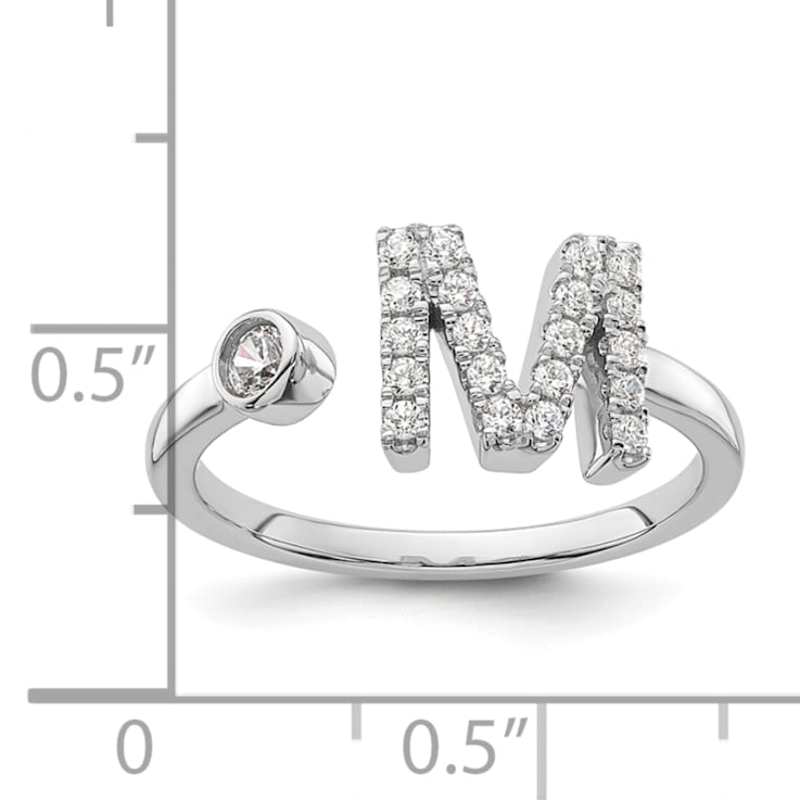 Rhodium Over 14K White Gold Lab Grown Diamond VS/SI GH, Initial M
Adjustable Ring